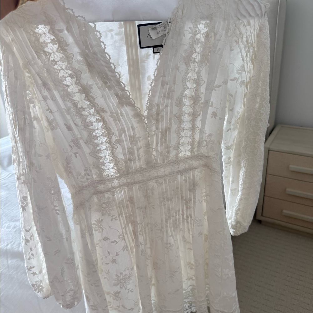 Alexis White Lace V-Neck Mini Dress